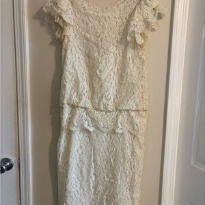 vintage white lace and pearl wedding dress from the 1930s